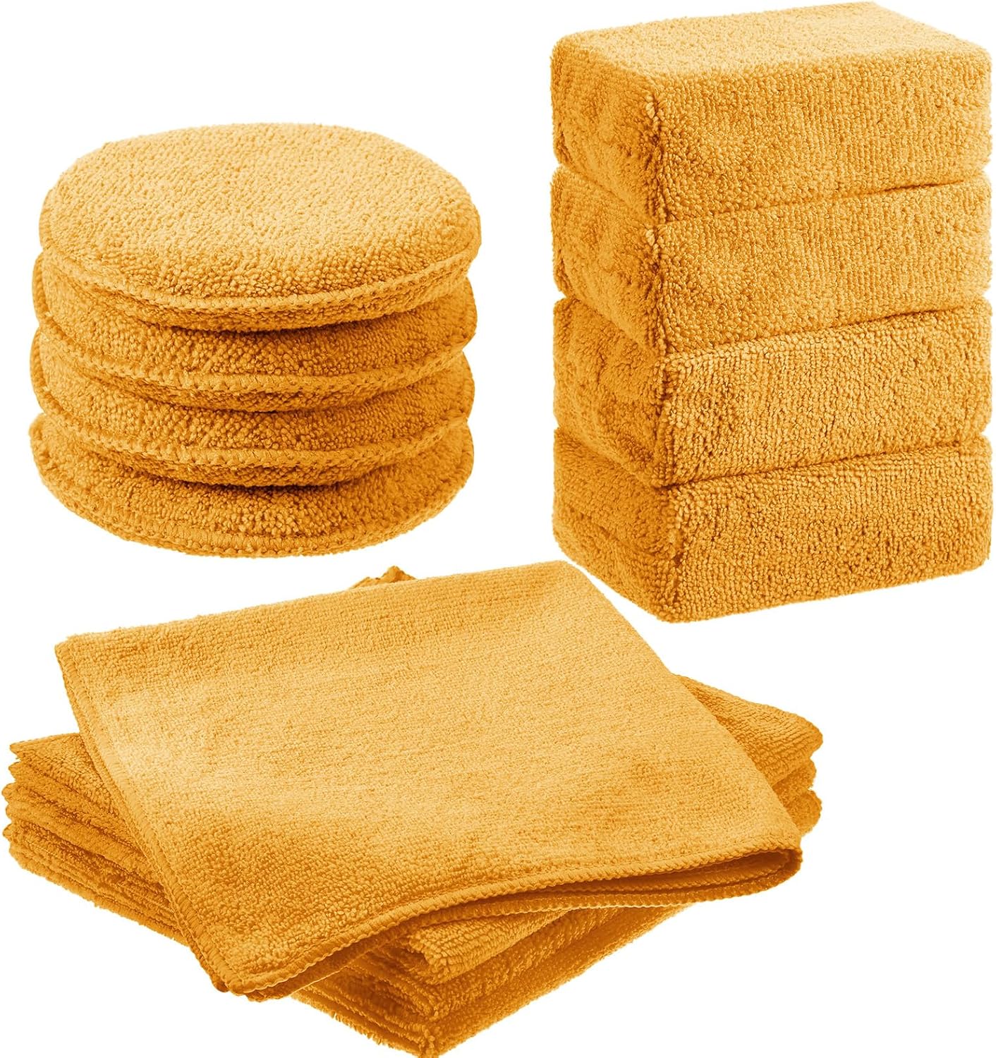 12 Pack Microfiber Applicator Pad Microfiber Sponge for Car Include Round Wax Microfiber Applicator Rectangle Car
