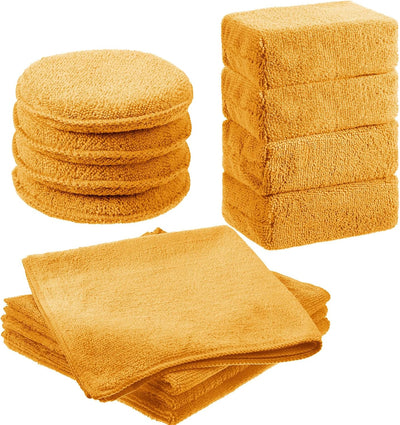 12 Pack Microfiber Applicator Pad Microfiber Sponge for Car Include Round Wax Microfiber Applicator Rectangle Car