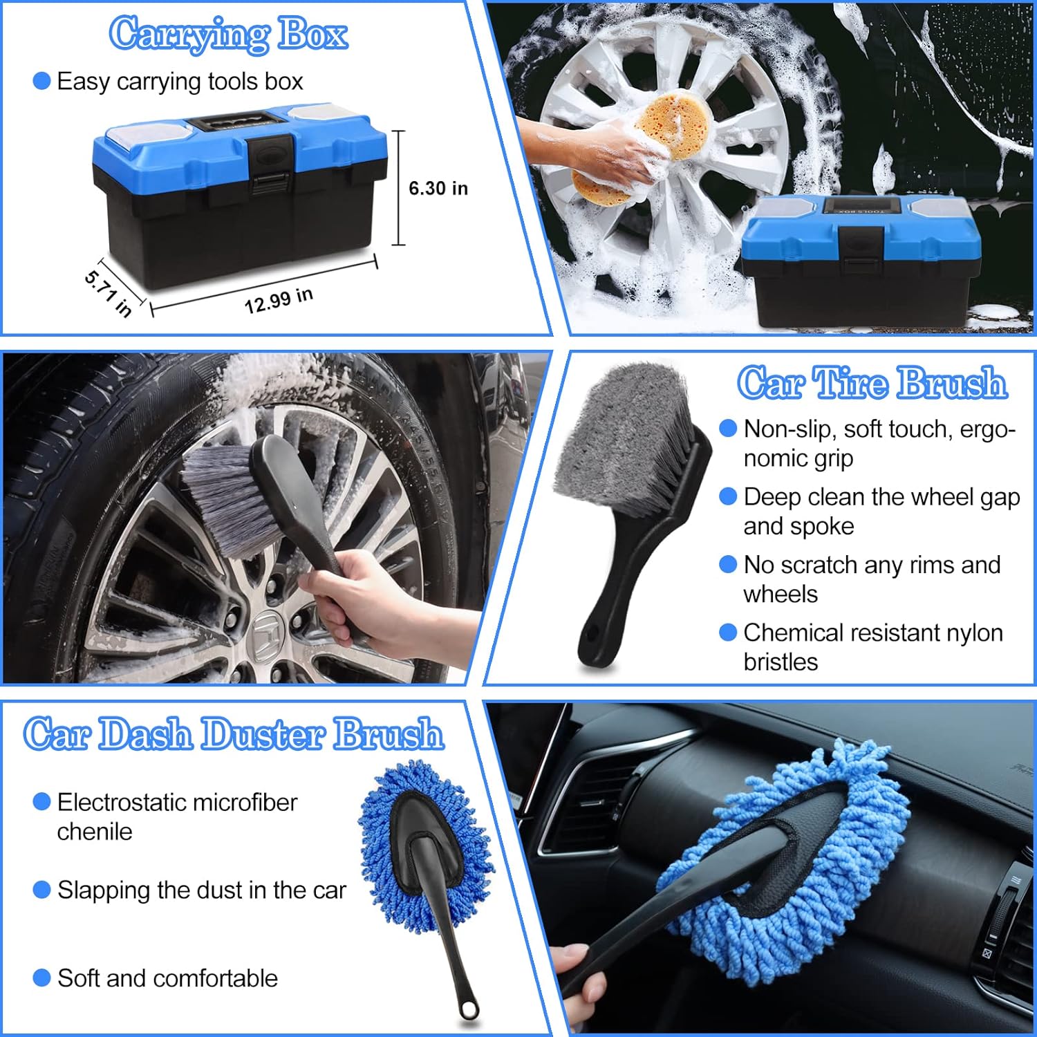 27Pcs Car Detailing Kit, Car Cleaning Kit, Car Detailing Brush Set, Drill Brush Set, Car Detailing Brushes, Car Wash
