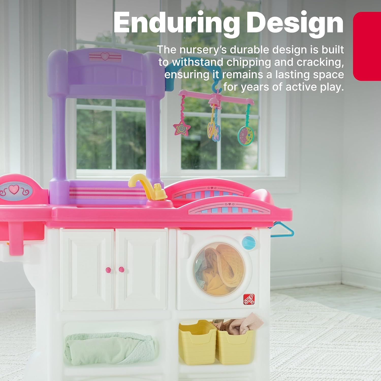 Step2 Love & Care Deluxe Baby Doll Nursery Playset for Kids, Compact Changing Station & Crib, Made of Durable