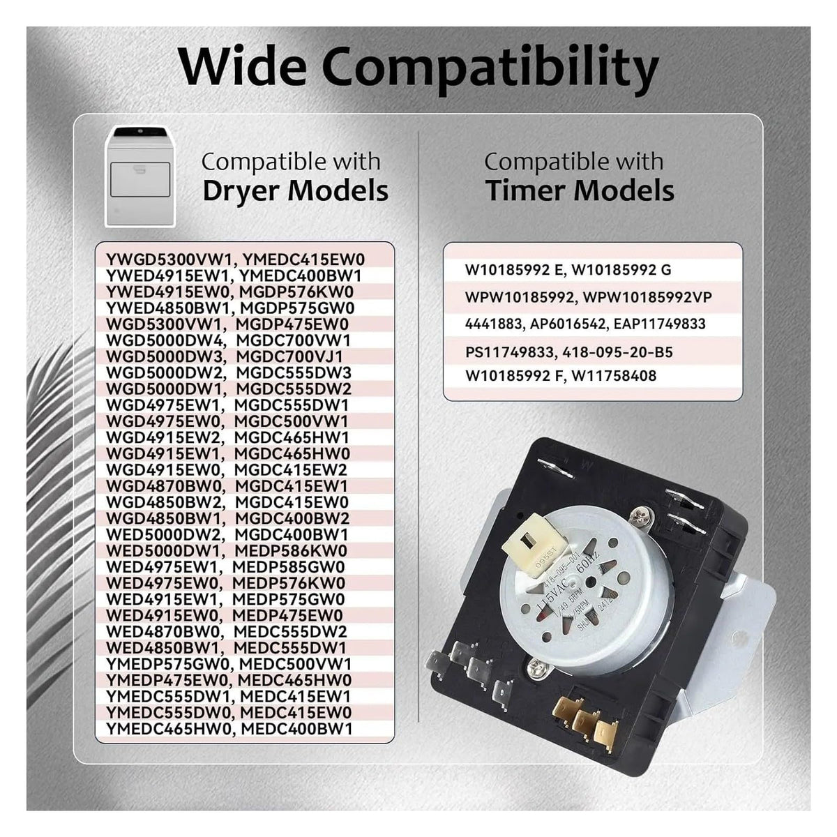 Dryer Timer,Compatible for Whirlpool,Compatible for Maytag WGD5300VW1