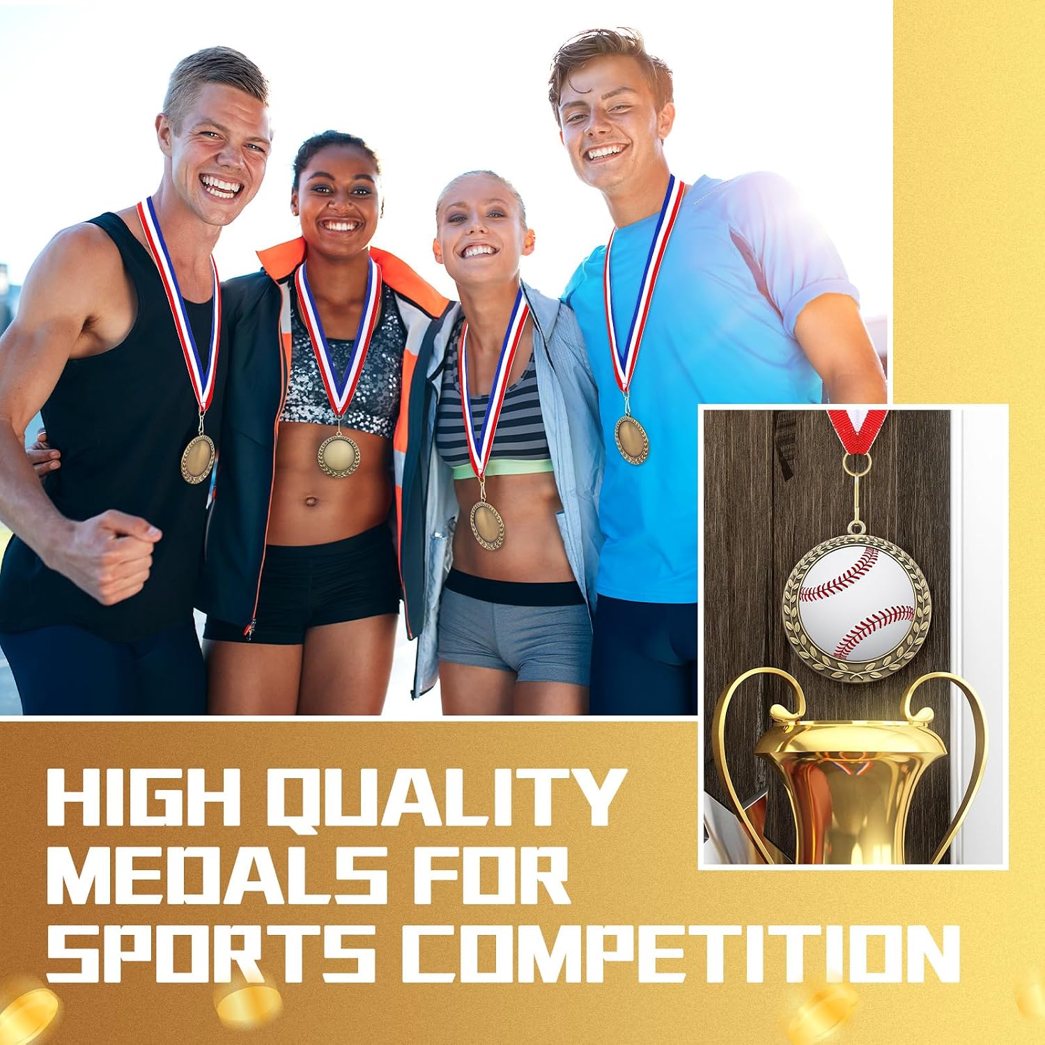 Blank Award Medals with Neck Ribbons Create Your Own Medals Kit Cheer Medal Winner Medal Participation Trophy Metal
