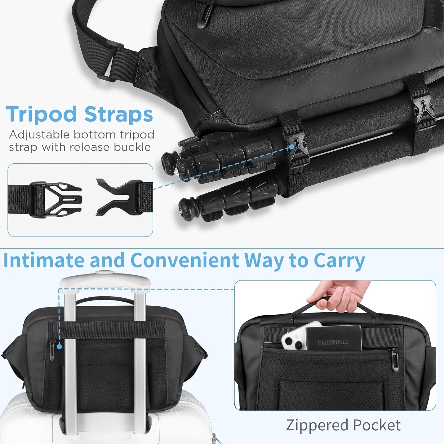 Camera Sling Bag,Waterproof Camera Case with Tripod Holder,Lightweight DSLR/SLR/Mirrorless Camera Bags Crossbody for