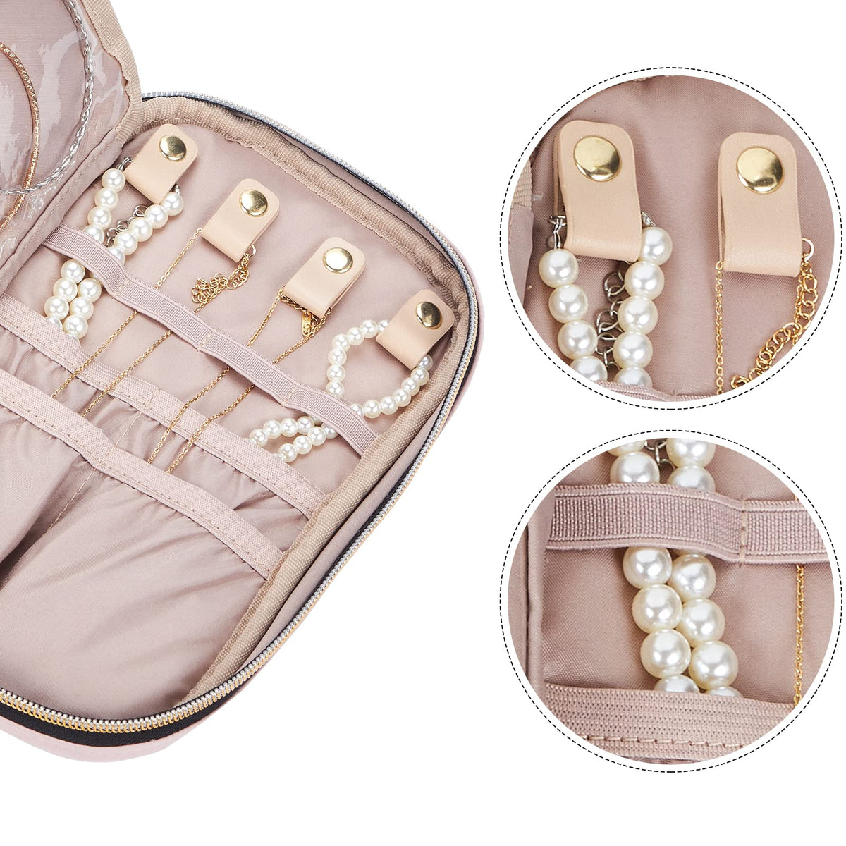 Travel Jewelry Case Organizer, Tangle-Free Necklace Storage Bag
