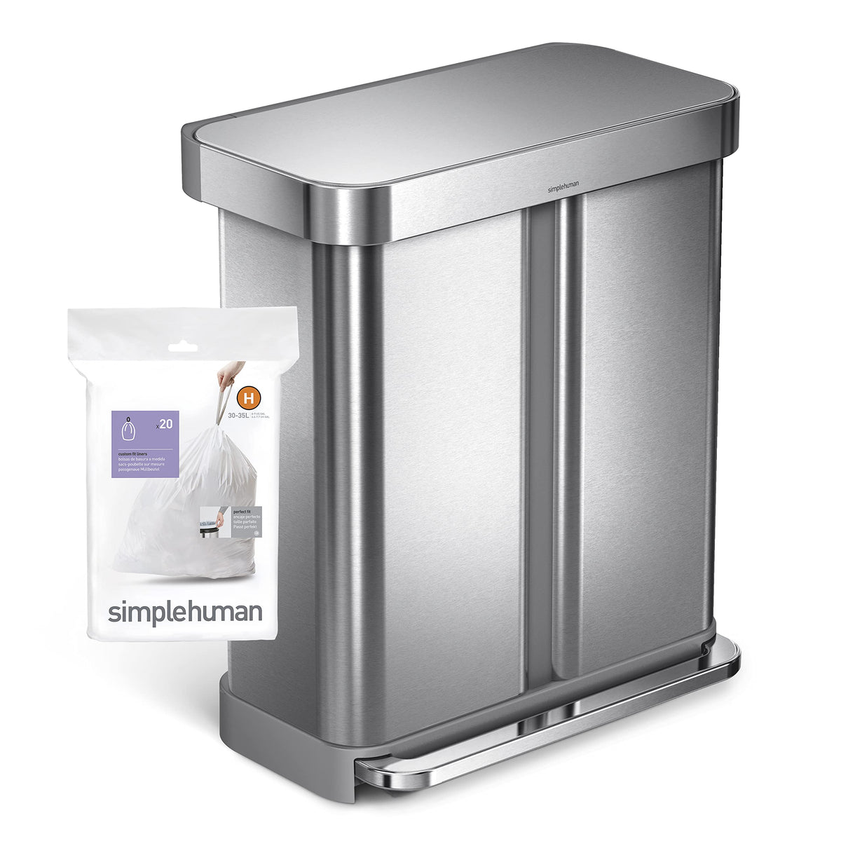 Code H 60 Count Custom Fit Liners, Drawstring Kitchen Trash Bags, One-by-One Mess-Free Dispense, Extra Thick & Double
