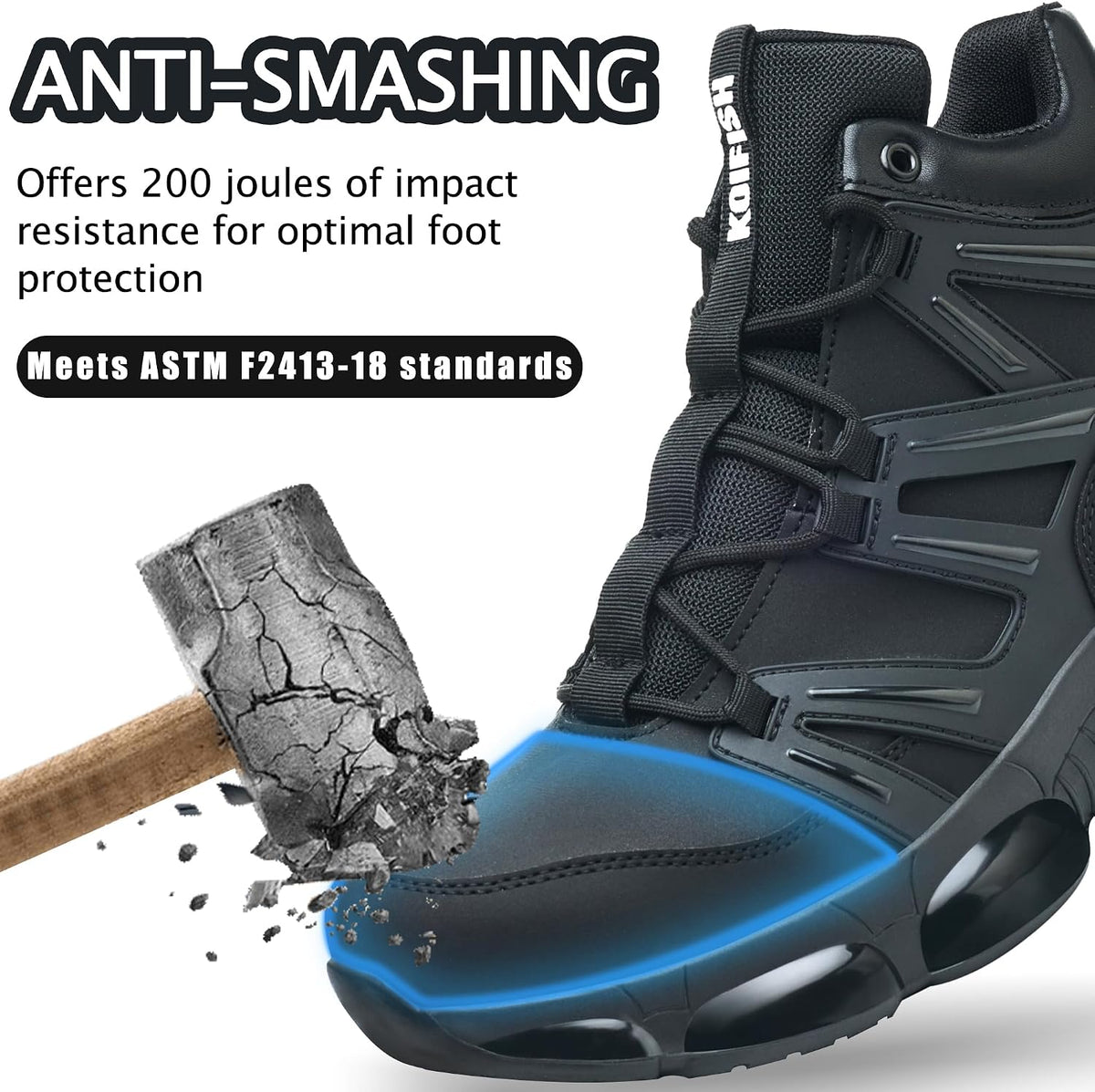 Steel Toe Work Boots for Men Women, Waterproof Steel Toe Boots | Lightweight, Air Cushion, Puncture Resistant