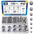 ZQZ 140 Pcs Metric Stainless Nylon Lock Nuts Assortment Kit; M3-M12 Locknut