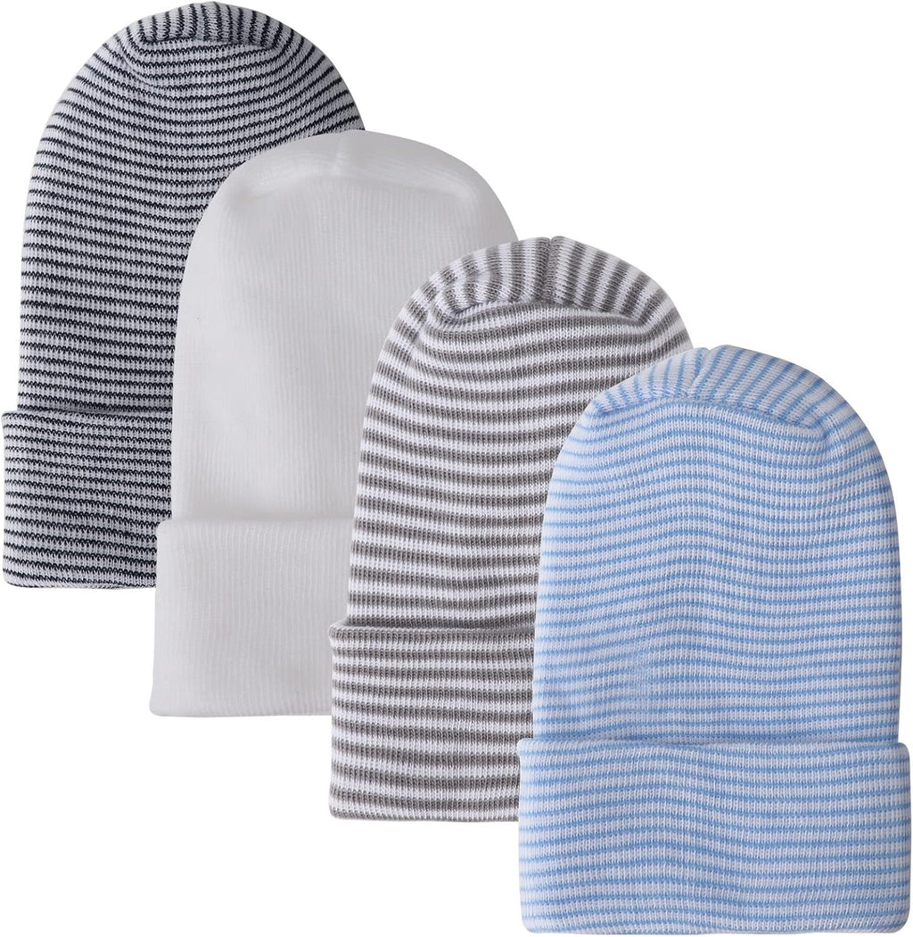BQUBO 4 Pack Newborn Hospital Hat Infant Baby Hat Cap with Big Bow Soft Cute Knot Nursery Beanie