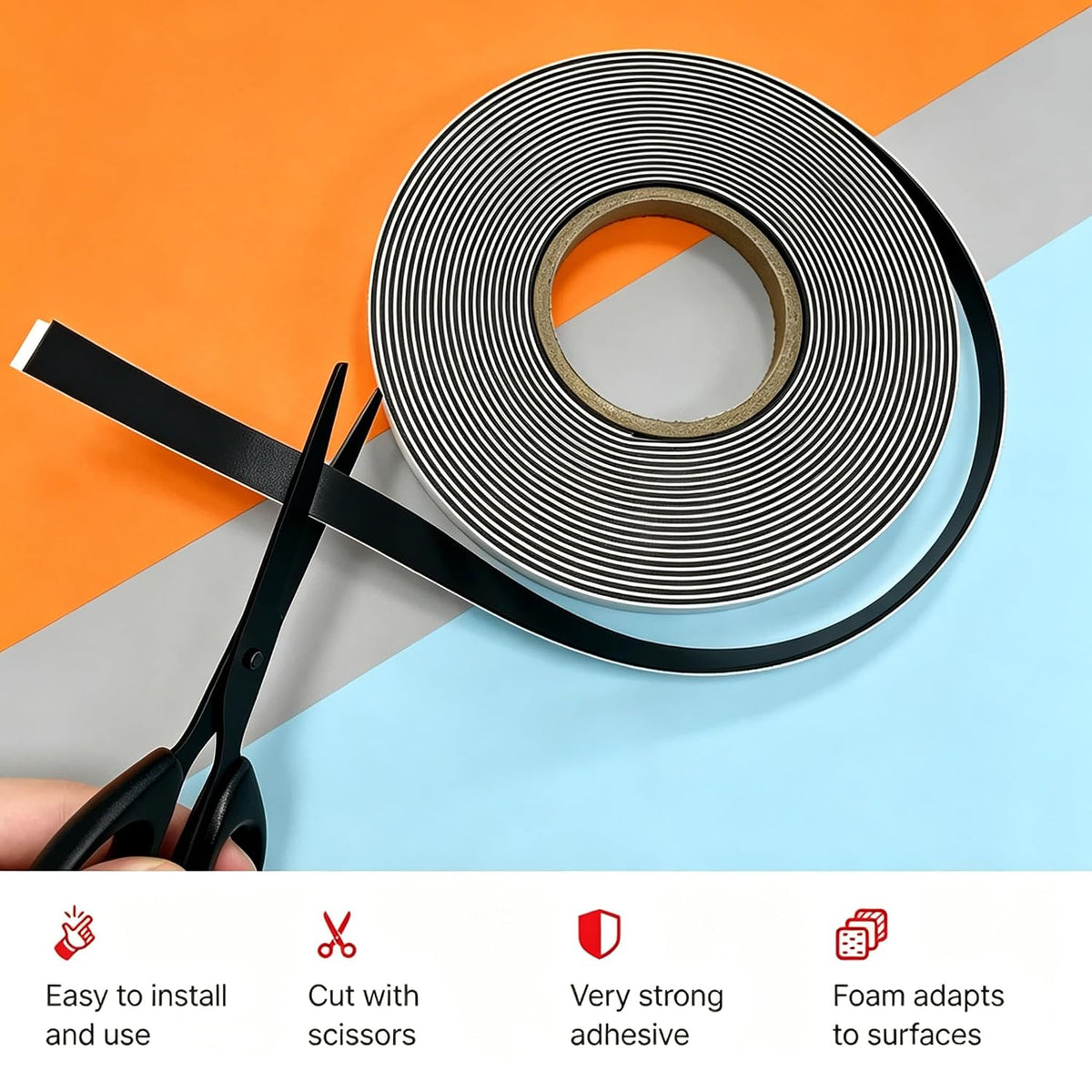 Width 1/2" Magnetic Strips with Foam Mounting Tape 30 Feet,Anisotropic Magnet Tape,Roll Package