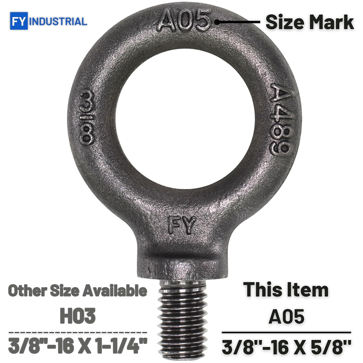 5 Pcs Lifting Shoulder Eye Bolts 3/8"-16 X 5/8"