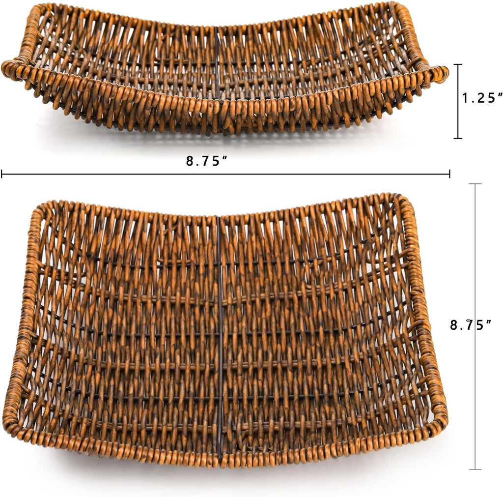 6 Pack Imitation Wicker Bread Baskets, 9 x 9 Inch Square Bread Baskets for Serving Fast Food Baskets Fruit Baskets