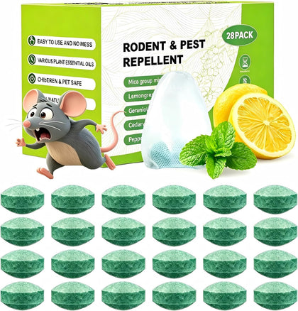 Pest Rodent Repellent, 28 Pack Natural Peppermint Oil Packs Keep Mice, Rats, Spiders, Roaches, Ants, Bugs, and