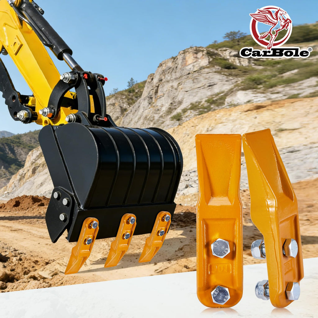CarBole 6 Pcs Digging Bucket Teeth with Bolts for Skid Steer Loader Backhoe