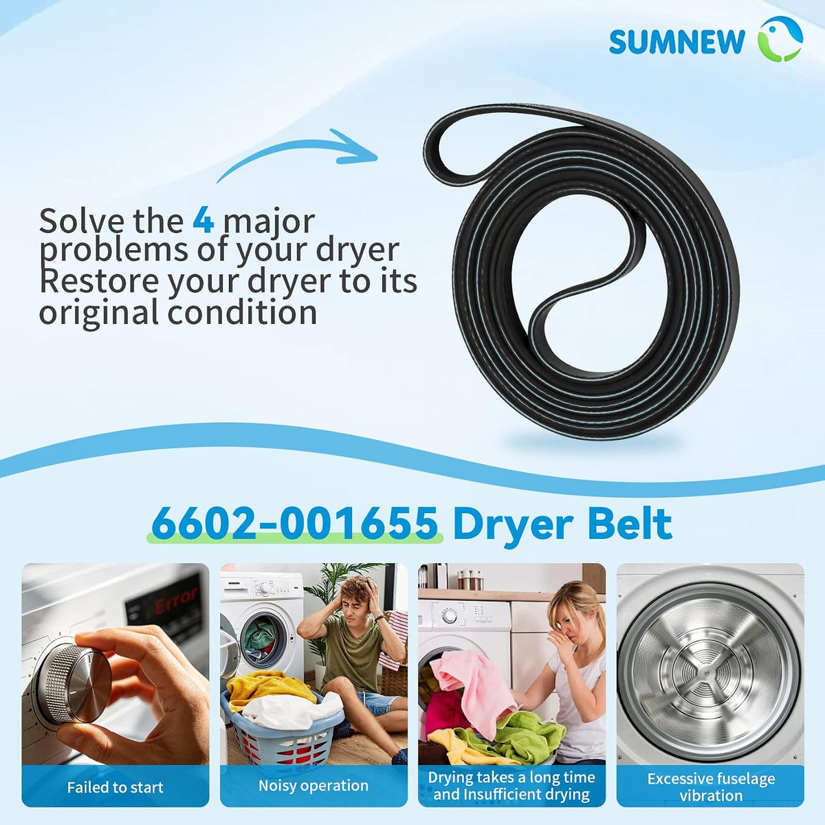 6602-001655 Dryer Belt Replacement Part Compatible with Samsung Dryers
