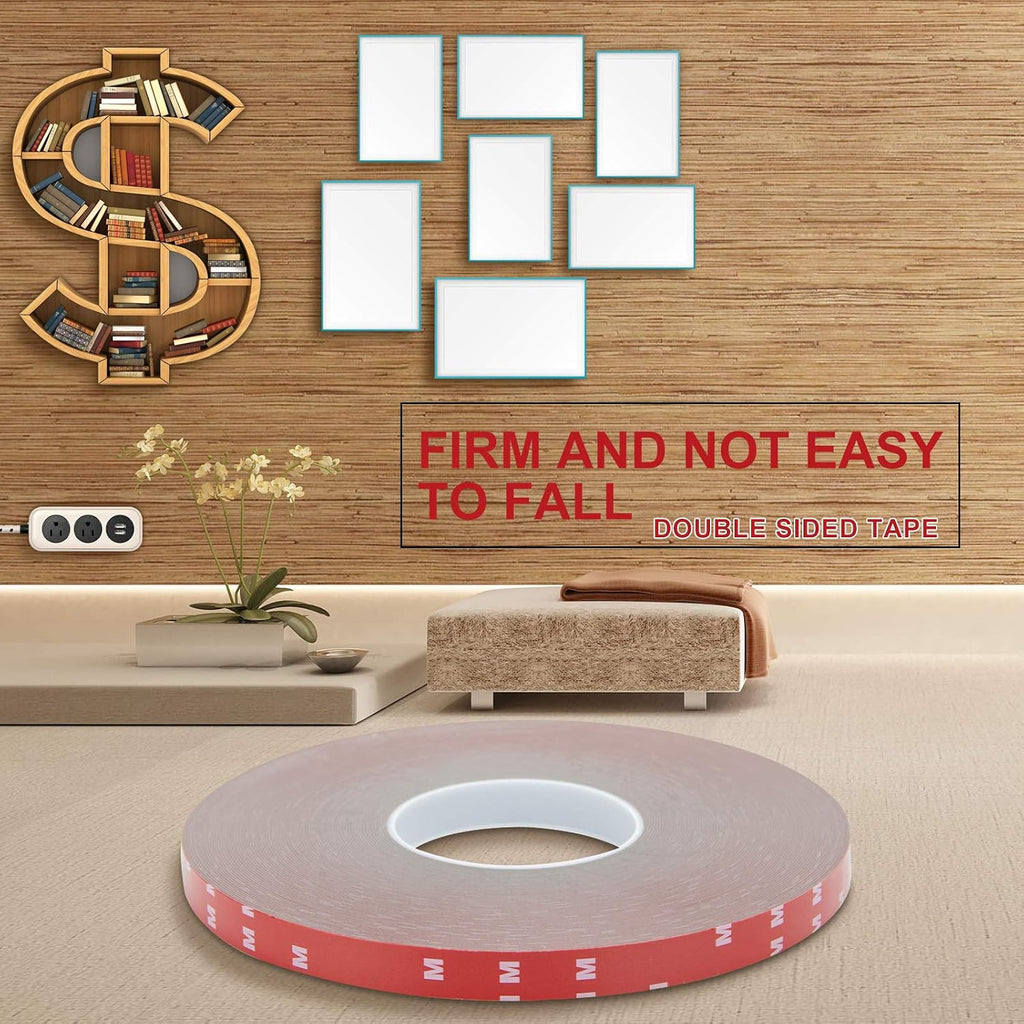 Double Sided Tape 0.39Inch x 108 Feet Heavy Duty Mounting Adhesive Multipurpose Waterproof Foam Tape for LED Strip