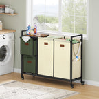 4 Section Laundry Cart, 52.8 Gal. (200L) Laundry Hamper with Lid, Laundry Basket with Wheels, Rolling Laundry Sorter