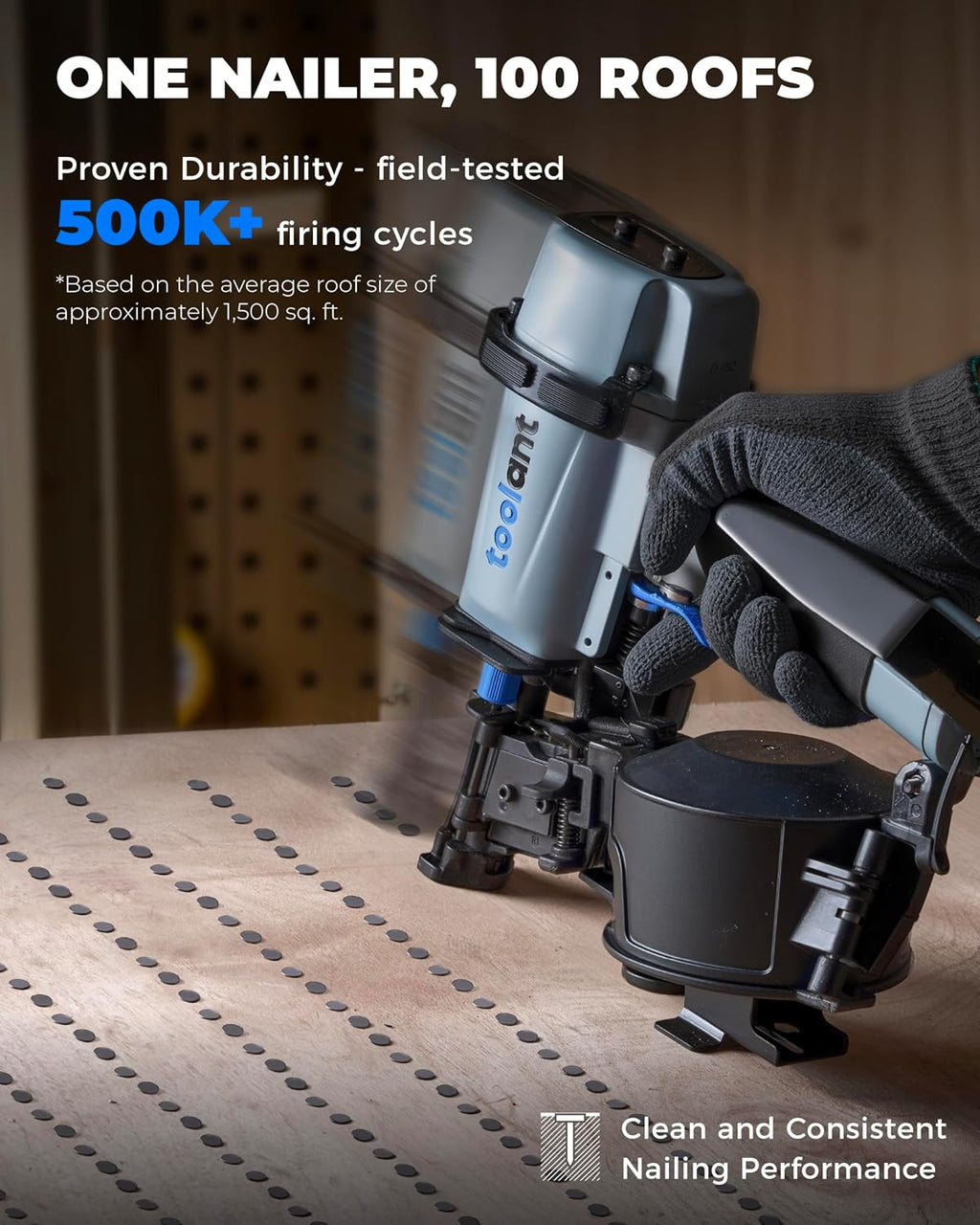 Pneumatic Roofing Coil Nailer for 3/4" to 1-3/4", 15 Degree Nails