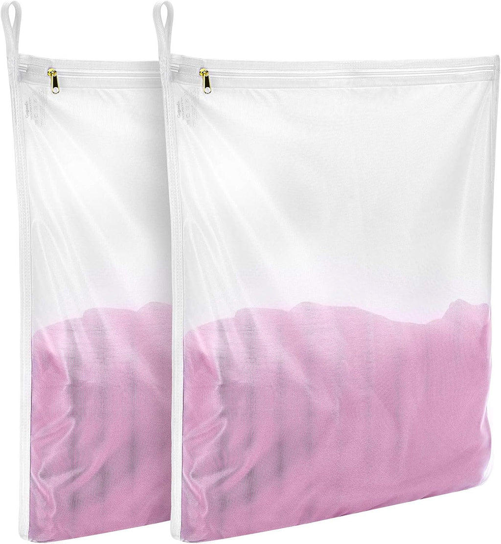 2 Pack Delicates Laundry Bags, Fine Mesh Wash Bag with Hanging Loop | Large for Lingerie, Shirts, Sweaters