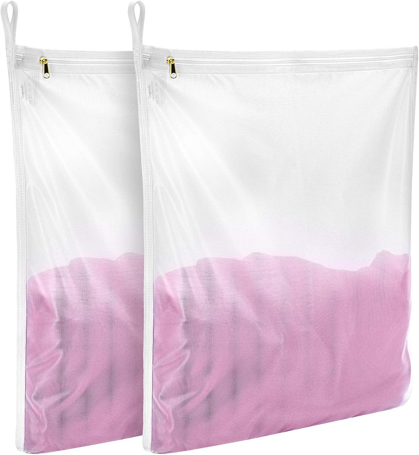 2 Pack Delicates Laundry Bags, Fine Mesh Wash Bag with Hanging Loop | Large for Lingerie, Shirts, Sweaters
