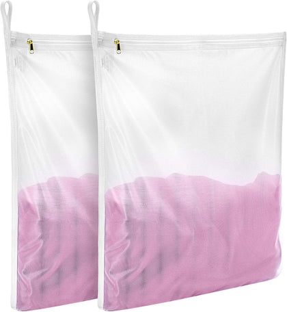 2 Pack Delicates Laundry Bags, Fine Mesh Wash Bag with Hanging Loop | Large for Lingerie, Shirts, Sweaters