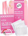 Pixie First Period Kit for Girls 9-12 - Best Organic Cotton Teen Pads with Wings - Period Tracking Bracelet &