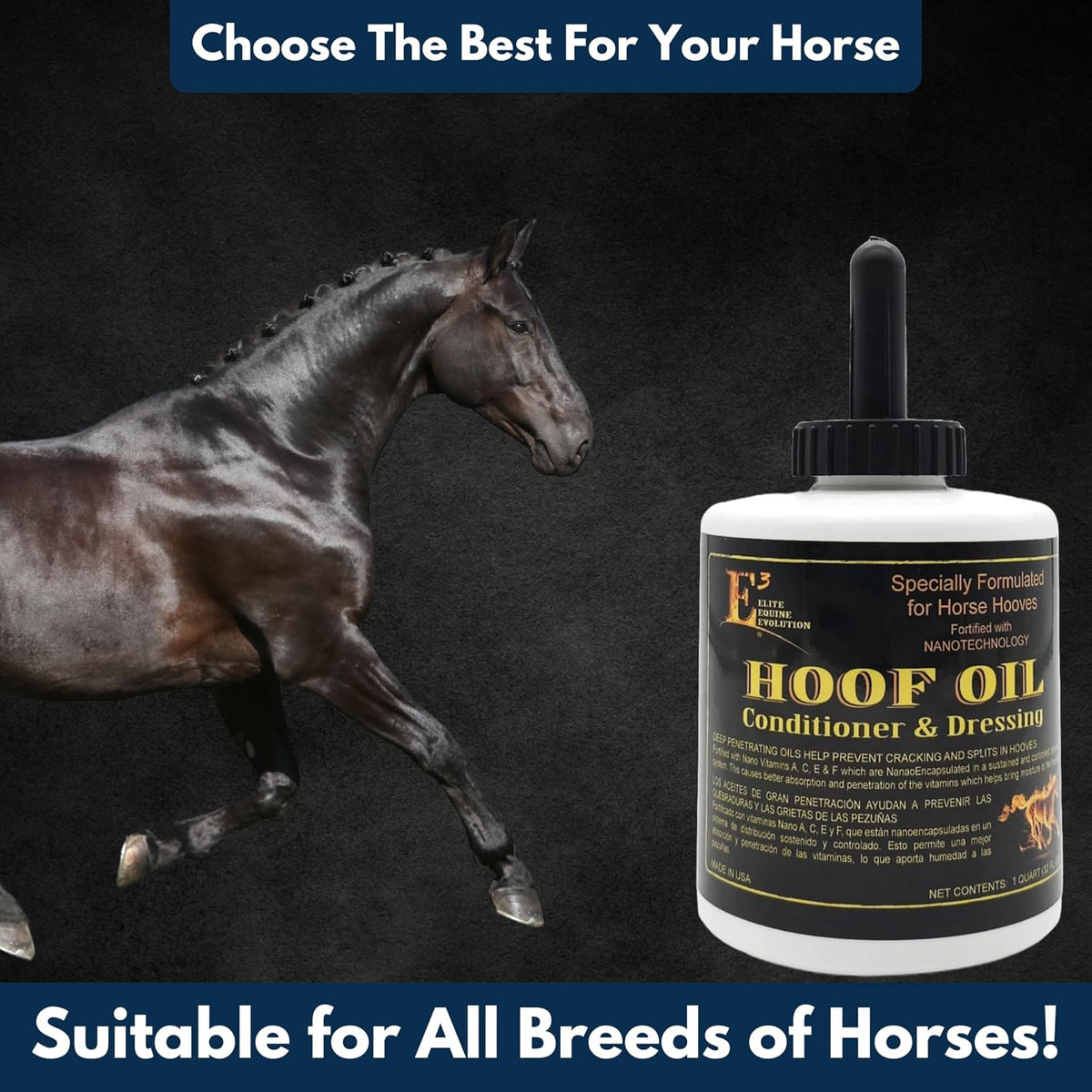 Hoof Conditioner & Dressing Oil 32 oz, Expert Formula for Nourishing & Protecting Horse Hooves, Deep Conditioning for