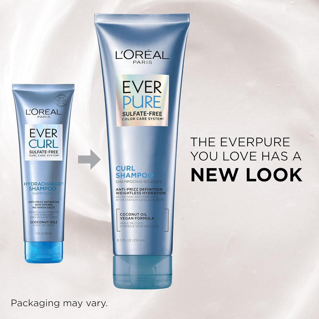 Sulfate Free Shampoo and Conditioner for Curly Hair, Lightweight, Anti-Frizz Hair Care with Coconut Oil, EverPure