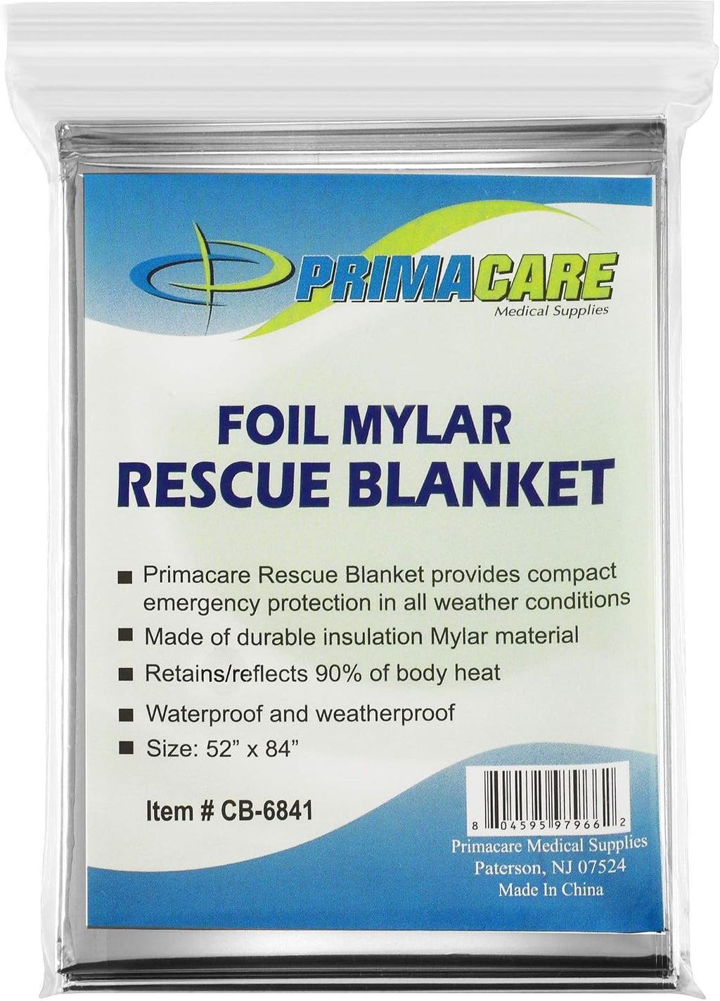HB-10 Emergency Mylar Thermal Blankets – 10 Pack, 84" x 52", Silver – Reflective, Waterproof, Retains 90% Body Heat –