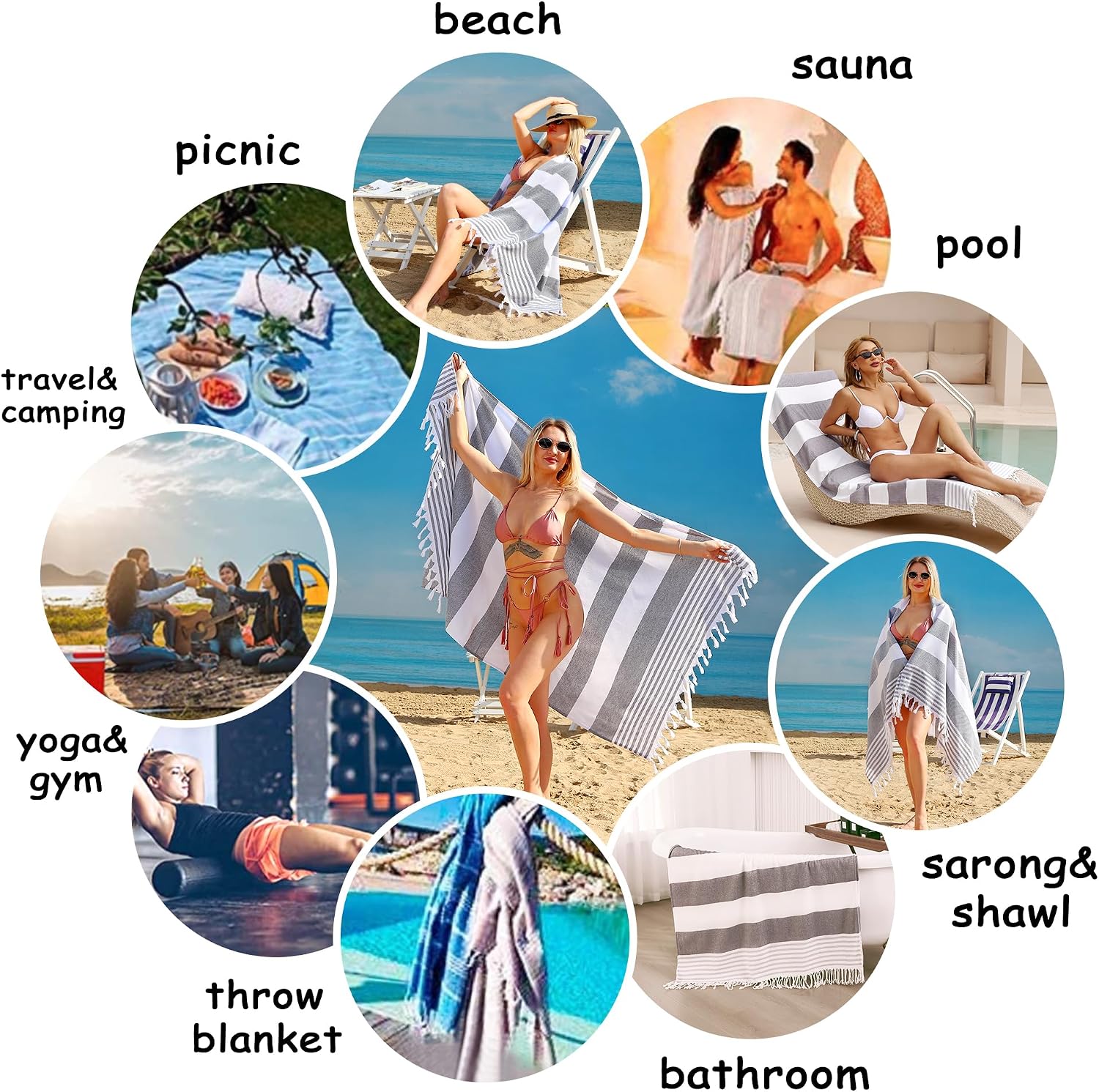 Beach Towel 2 Pack,Sand Free Beach Towels Oversized 39 x 72 | Turkish Beach Towel Quick Dry Towel,Lightweight Pool