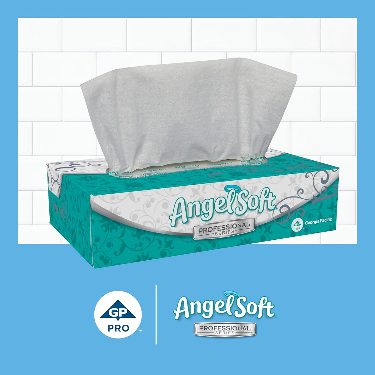 Angel Soft Professional Series 2-Ply Facial Tissue (48580), 100 Sheets Per Box, 30 Tissue Flat Boxes Per Bulk Case