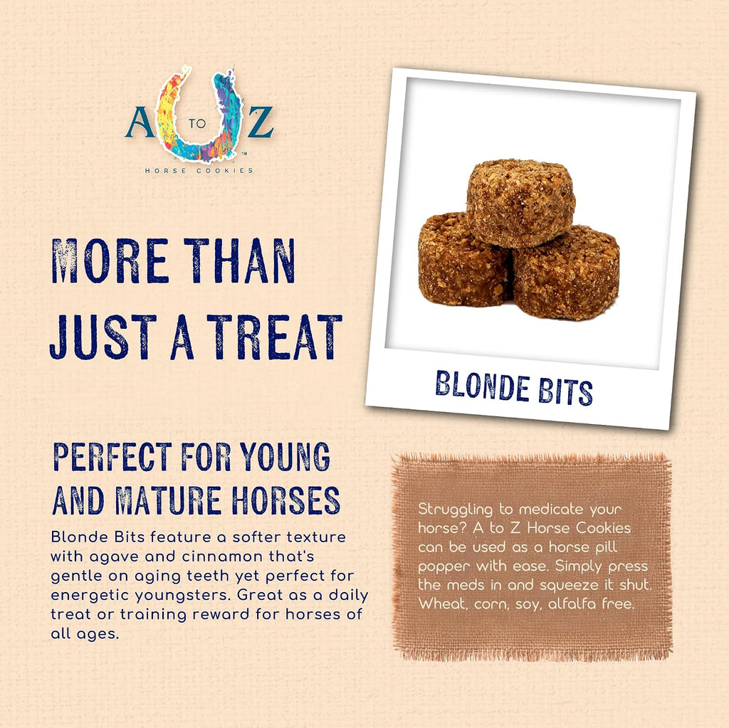 Horse Treats, Blonde Bits of Health, Low Carb/Sugar, A Softer Cookie, Wheat, Corn, Soy & Alfalfa Free, Made with