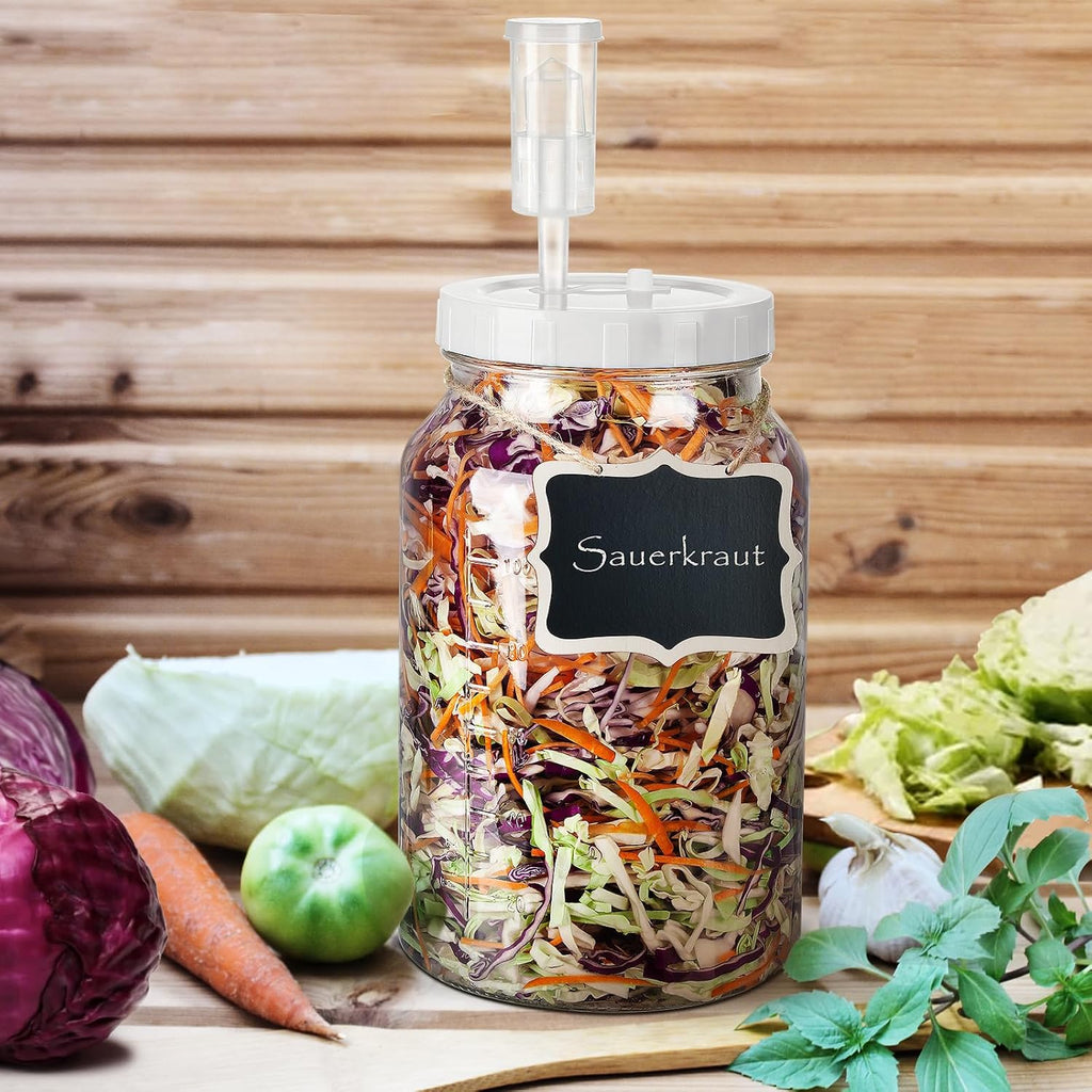 1 Gallon Fermentation Jar with 3 Airlocks & 2 Screw Lids, 2 Pack | Wide Mouth, Airtight Lids, Scale Mark, Heavy-Duty