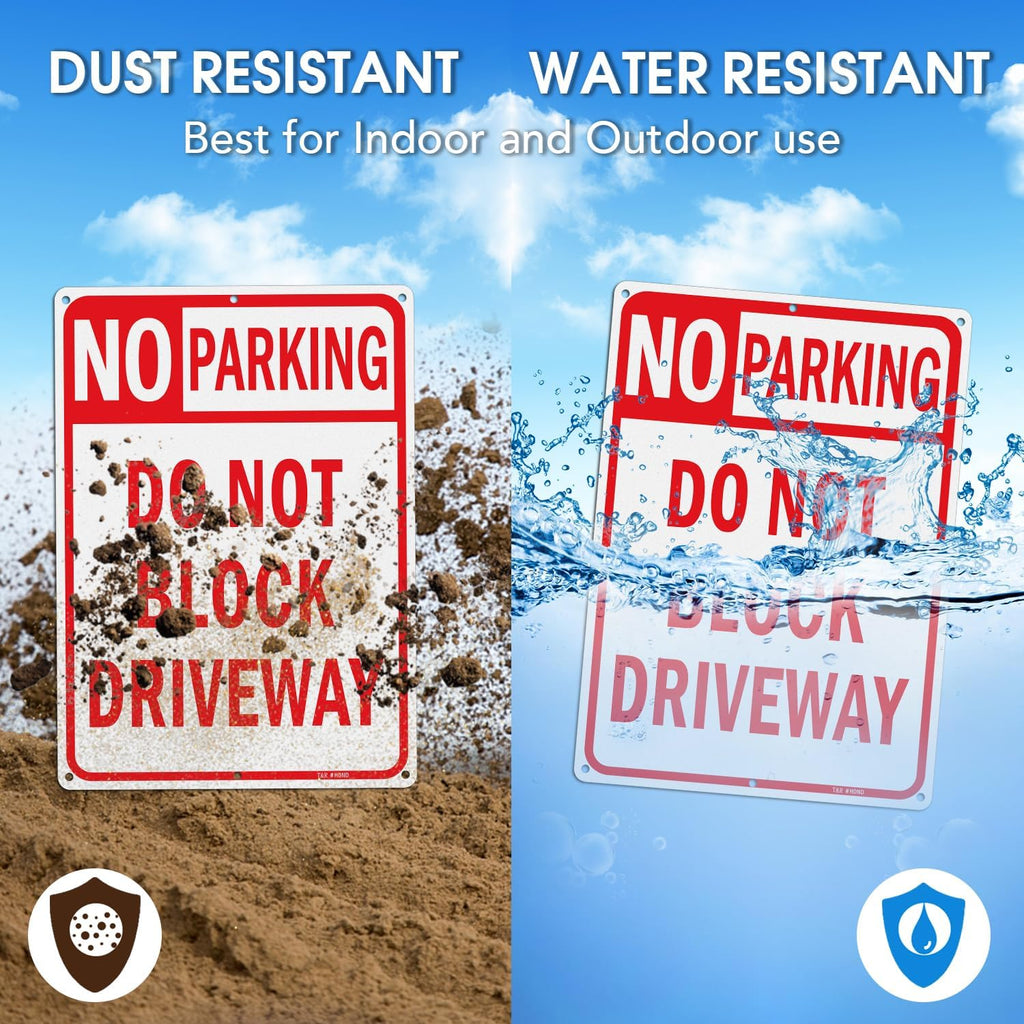 Large No Parking Sign Do Not Block Driveway Sign - 14 x 10 Inches Rust Free .040 Aluminum Reflective - UV Protected