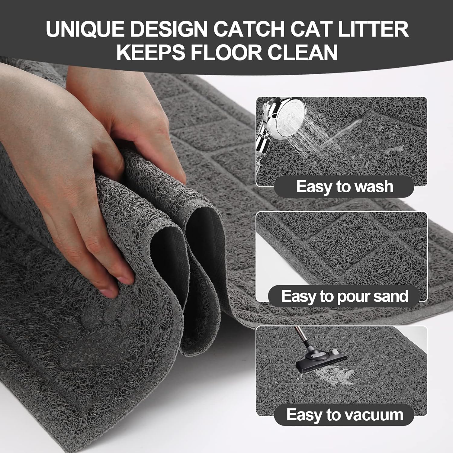 Cat Litter Box Mat, 35" x 24" Large Kitty Litter Trapping Mat Keep Floor Clean, Litter Box Mat Scatter Control