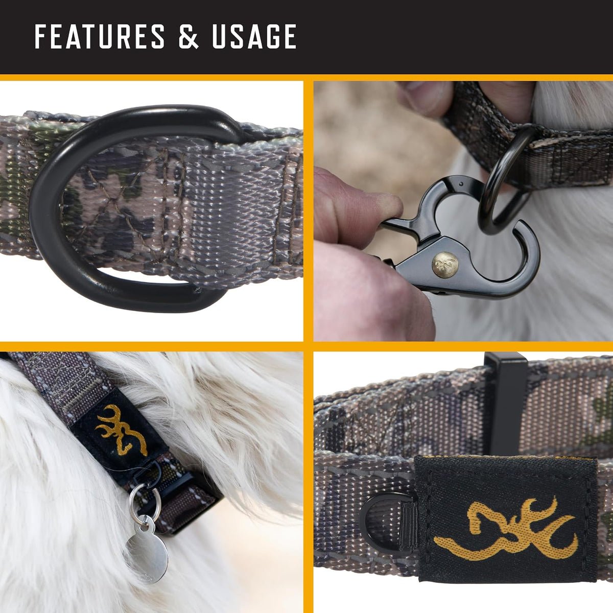Browning Classic Webbing Camo Collar, Large, 1 x 18-28in Ovix Camo