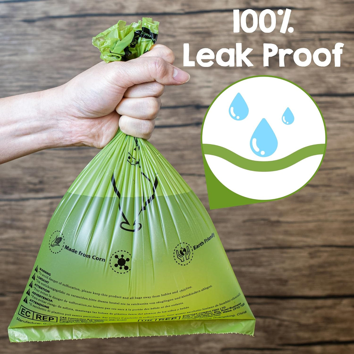 Dog Poop Bags Rolls with OK biobased Certified, 360 Pet Waste Bags, 100% Leak Proof Extra Thick and Strong Corn