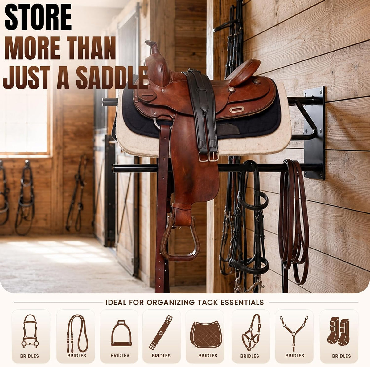 Saddle Rack Wall Mount for English&Western Saddles, 2PACK