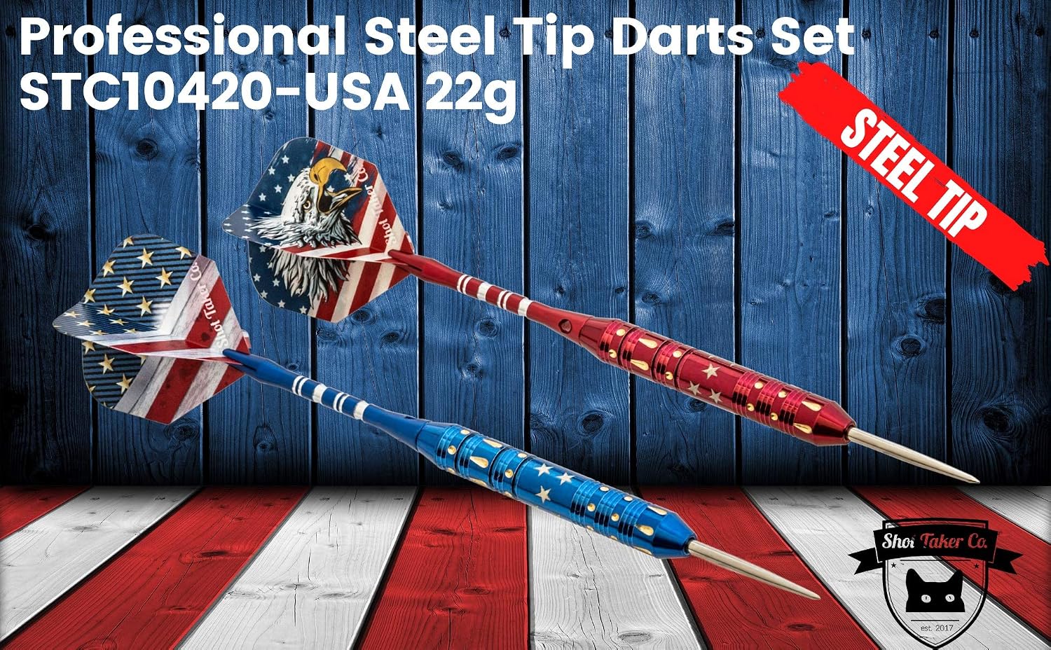 Steel Tip Darts Set - Professional Darts Steel Tip for Dartboard - Includes Brass Barrels + Plastic & Aluminum Shafts