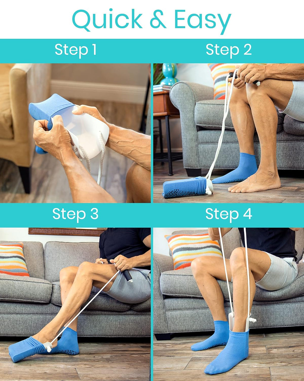 Sock Aid - Easy On & Off Stocking Slider for Seniors & Limited Mobility