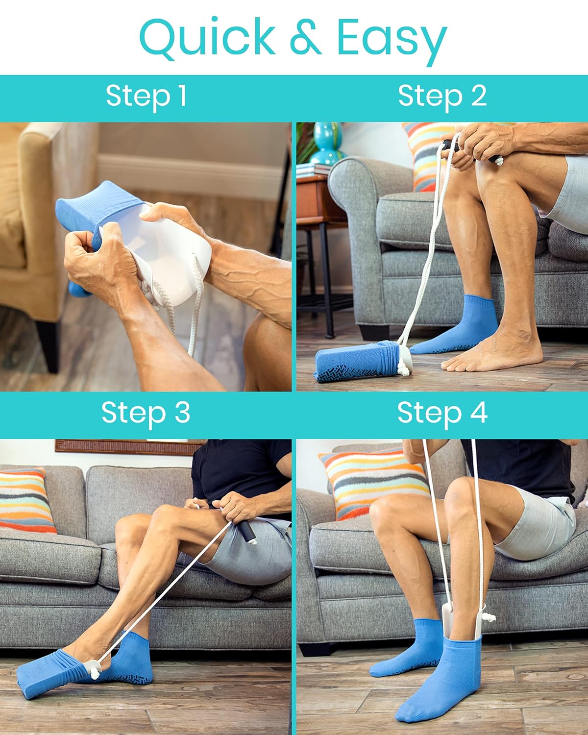 Sock Aid - Easy On & Off Stocking Slider for Seniors & Limited Mobility