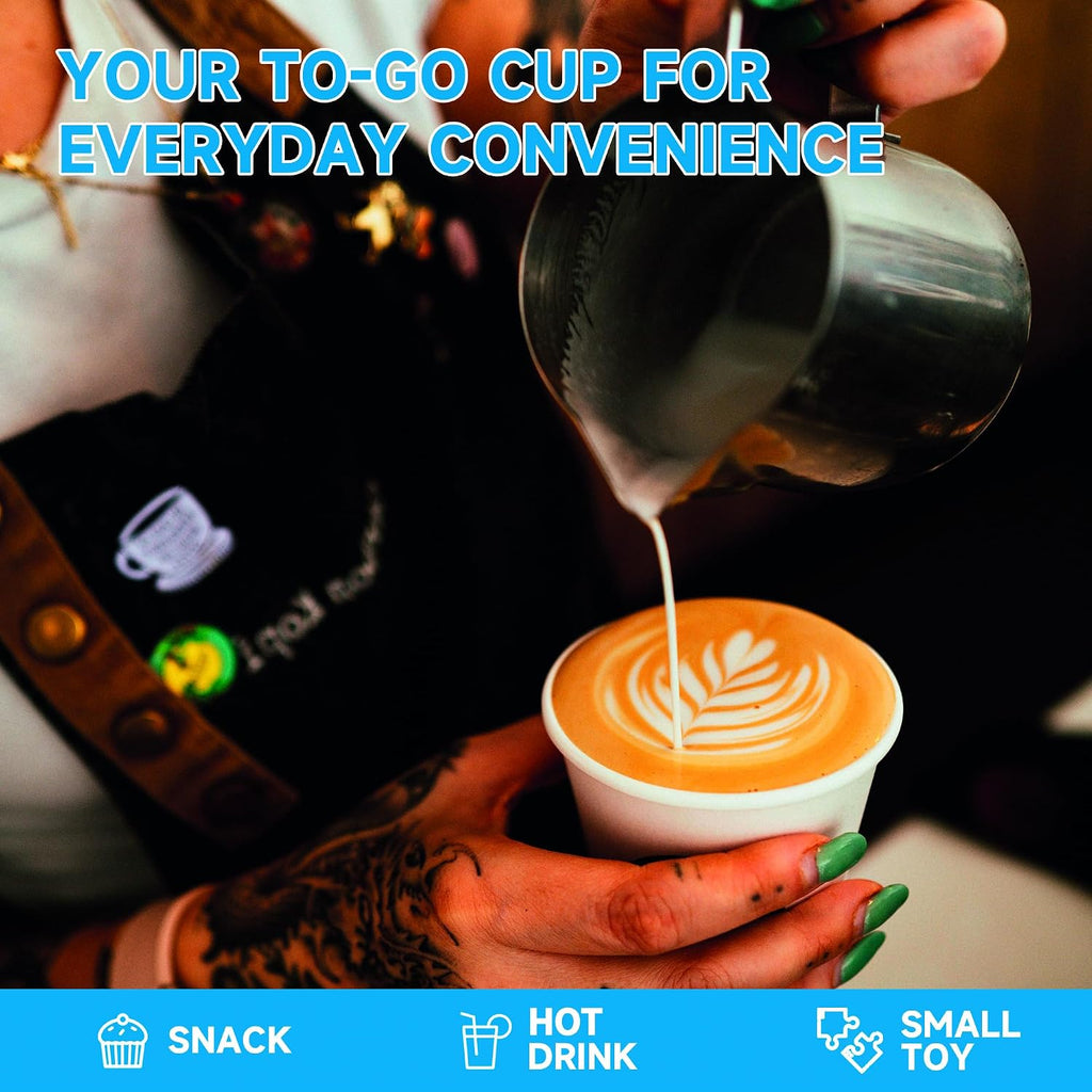 Disposable Paper Coffee Cups with Lids, 12 oz, 100 Pack