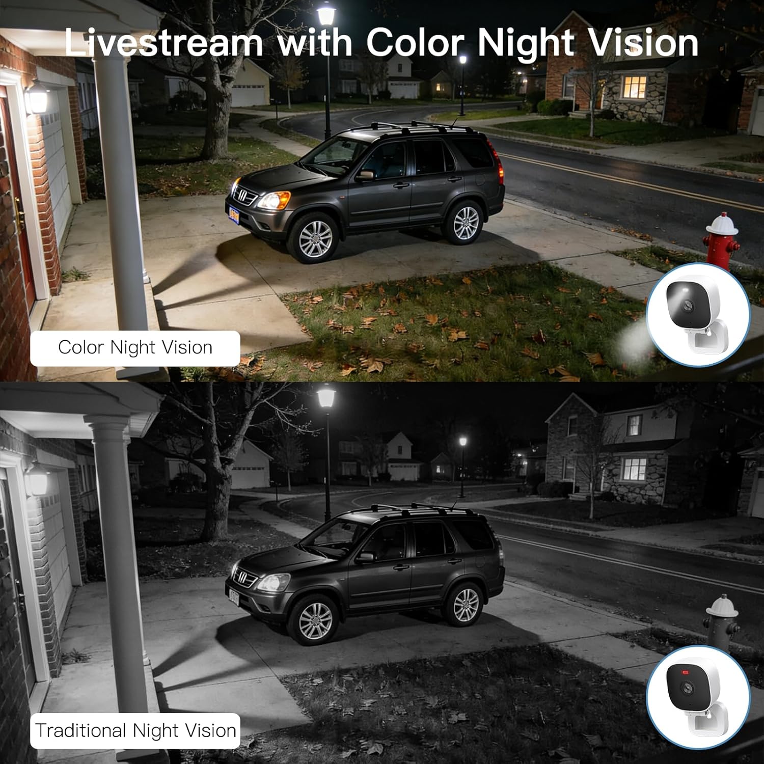 Security Camera Outdoor Indoor, 2.5K Cameras for Home Security Pet/Dog, Color Night Vision, Baby Monitor, Motion