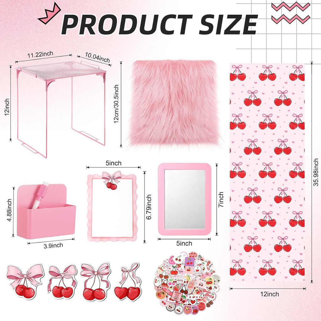 Pink School Locker Accessories for Girls First Day of School Essentials Locker Decoration with Magnetic Wallpaper