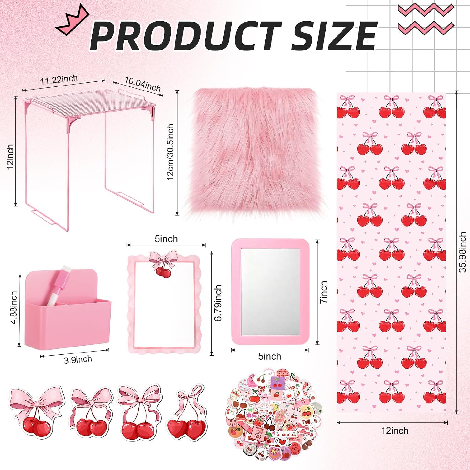 Pink School Locker Accessories for Girls First Day of School Essentials Locker Decoration with Magnetic Wallpaper