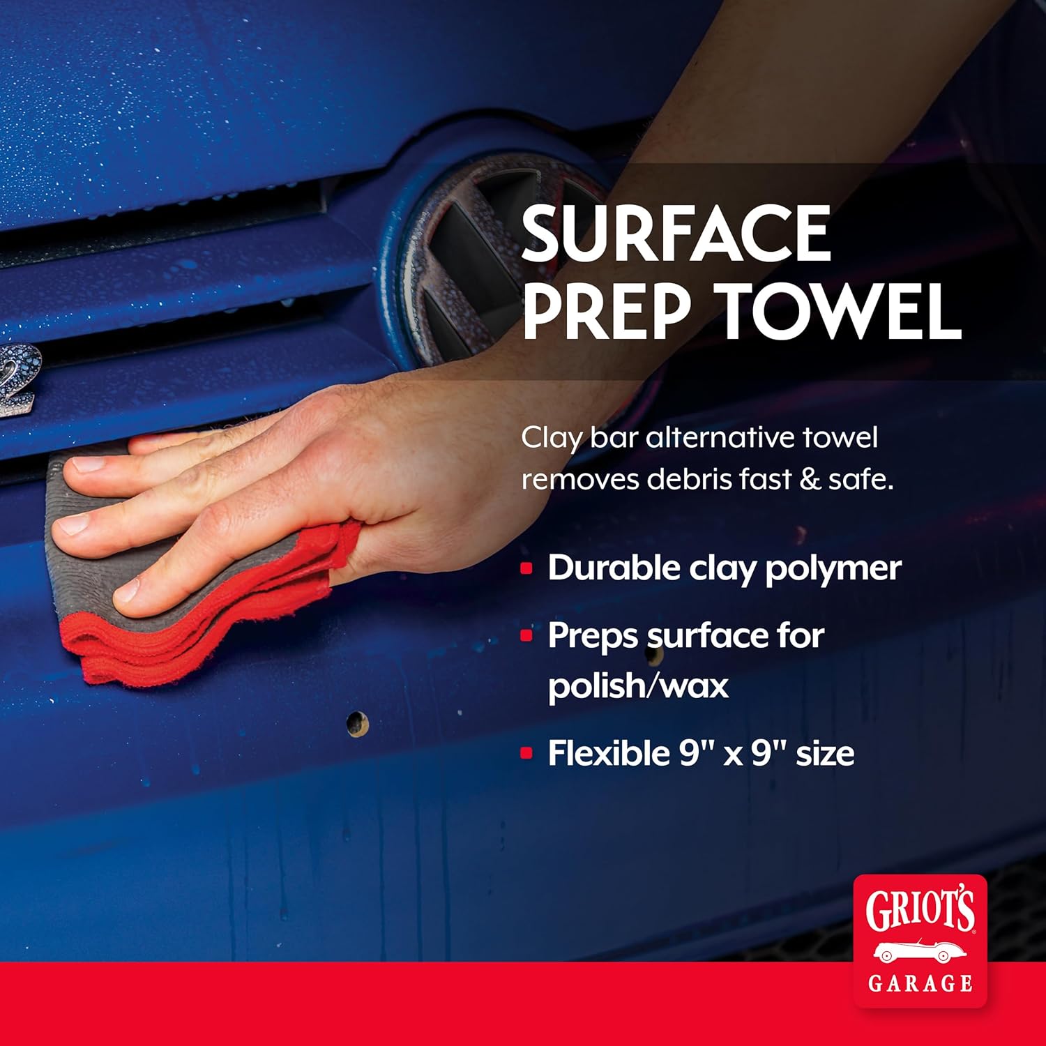 Surface Prep Towel for Car Detailing, Cleaning and Polishing, Clay Bar Alternative, 9" x 9", 55592