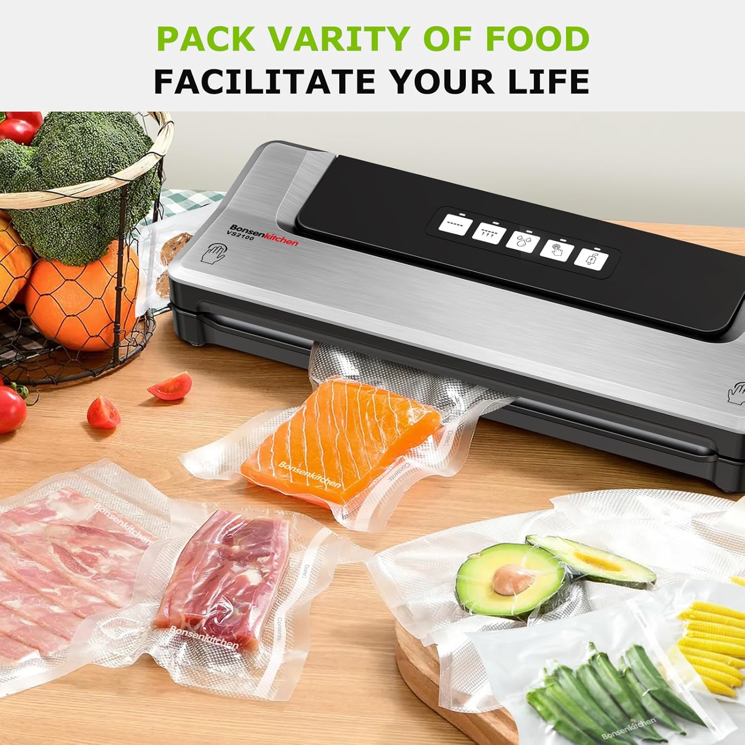 Vacuum Sealer Bags, 2 Rolls 11" x 50', for Food Storage Saver