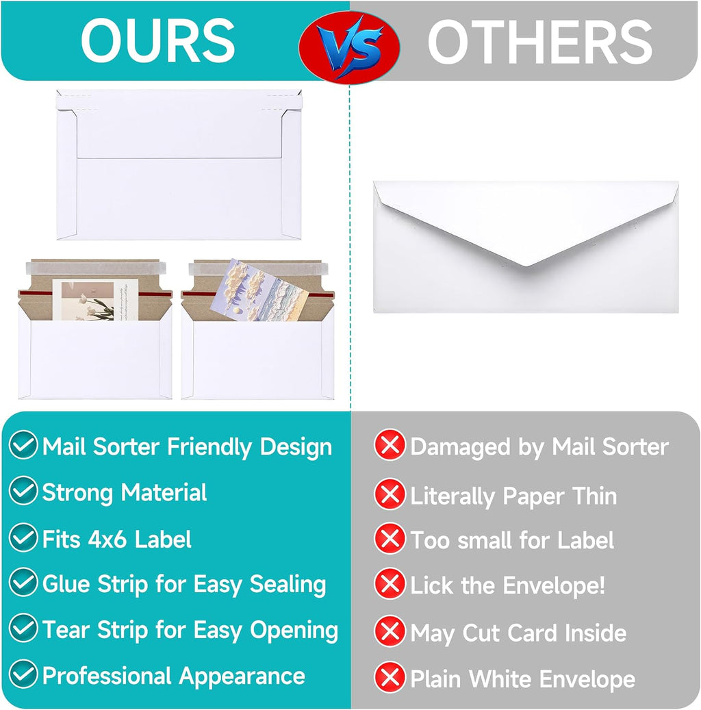 50 Pack 7" x 4.35" Rigid Mailer Trading Card Envelopes Mailers，450gsm Self Seal Shipping Envelopes Mailers for
