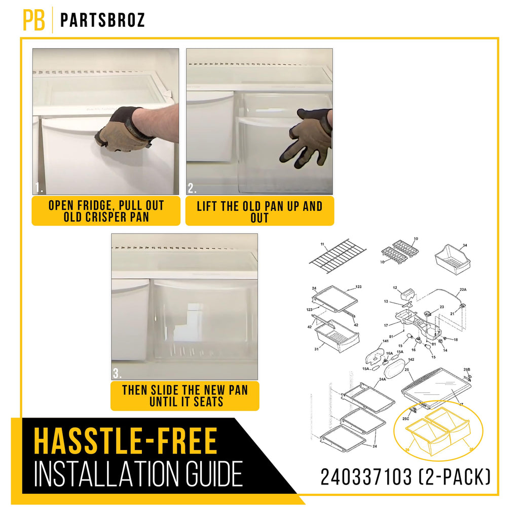 Refrigerator Crisper Drawer for Frigidaire FFTR1814QB0 (2-Pack)