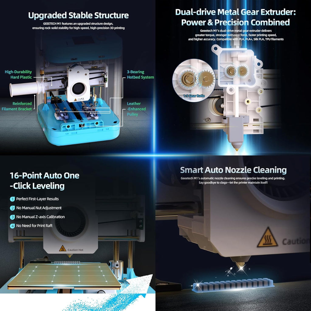 3D Printer for Kids & Beginners, High-Speed Smart Mini 3D Printer with Filament, Wi-Fi & App Control, Auto-Leveling
