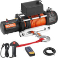 Electric Winch, 12000 lbs Load Capacity, 12V DC Truck Winch with Φ0.36 in x 75.5 ft Synthetic Rope, Wireless & Wired